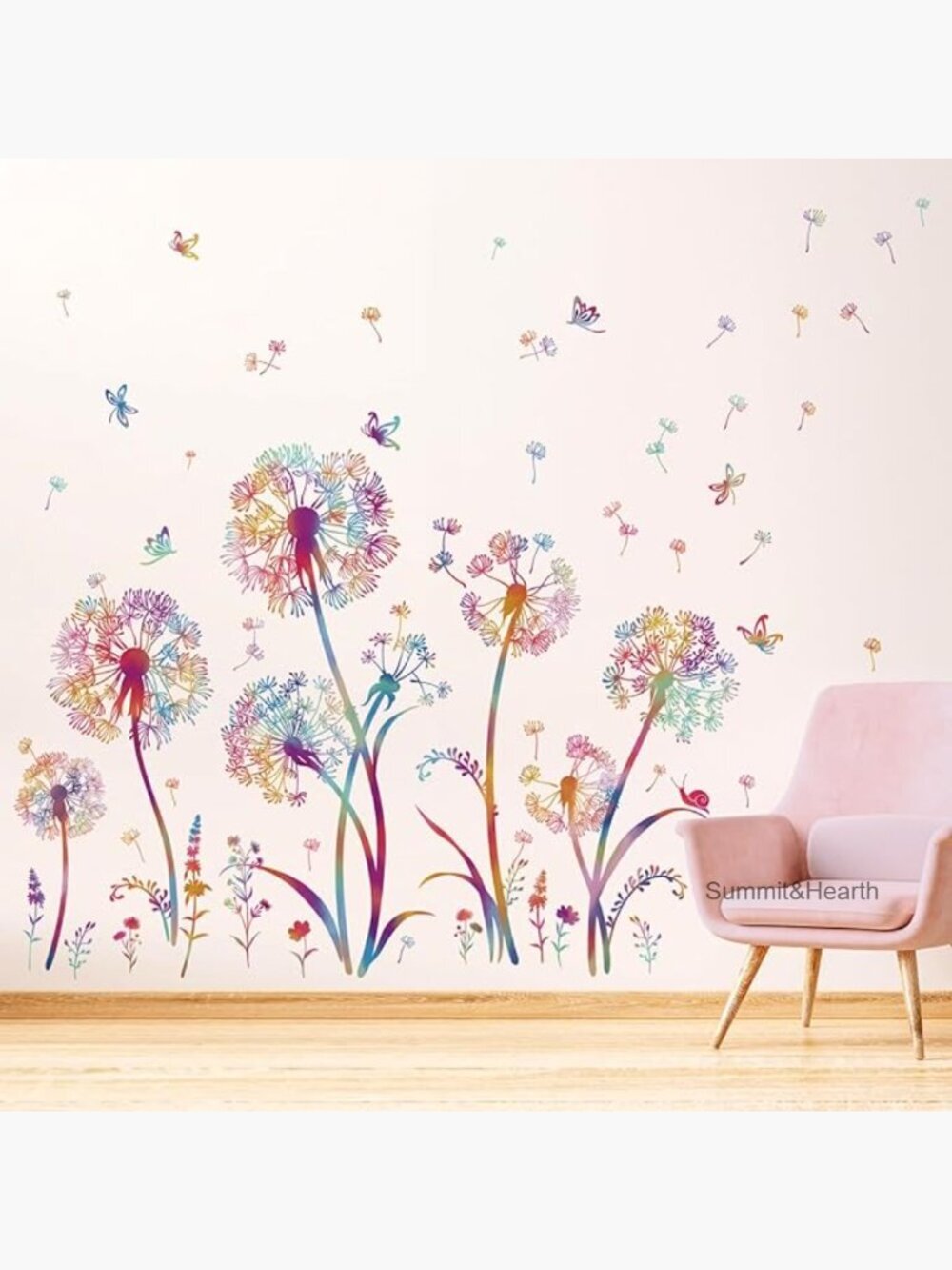 Large Floral Peel and Stick Wall Decals, Waterproof PVC Material, 35x34 Inches